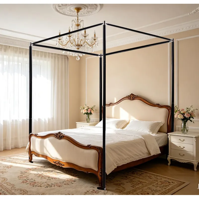 Canopy Bed Frame Metal Queen - 스테인리스 스틸 캐노피 침대 프레임, 퀸
