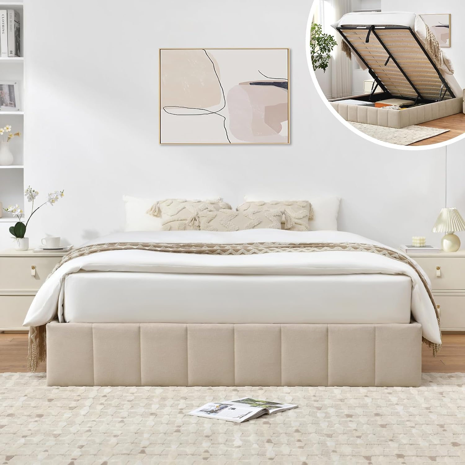 Gas Lift Storage Bed Hydraulic - 풀 사이즈 리프트업 수납 침대 프레임,