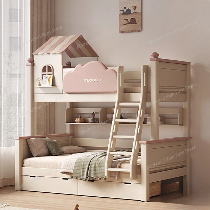 King Size Bed Frame With Storage Drawers - 유아용 가구 서랍장 수납 벙커 침대