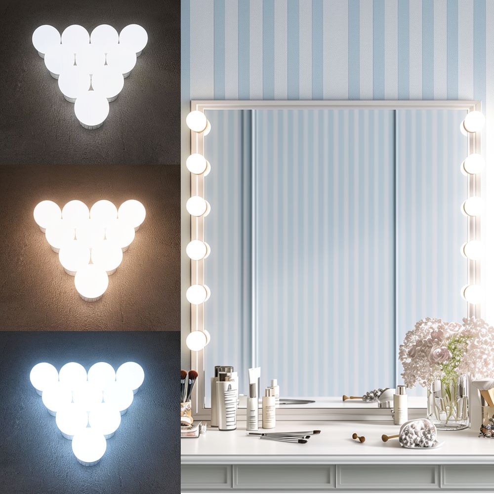 Dressing Table Vanity With Lighted Mirror - 밝기 조절이 가능한 LED 할리우드 스타일