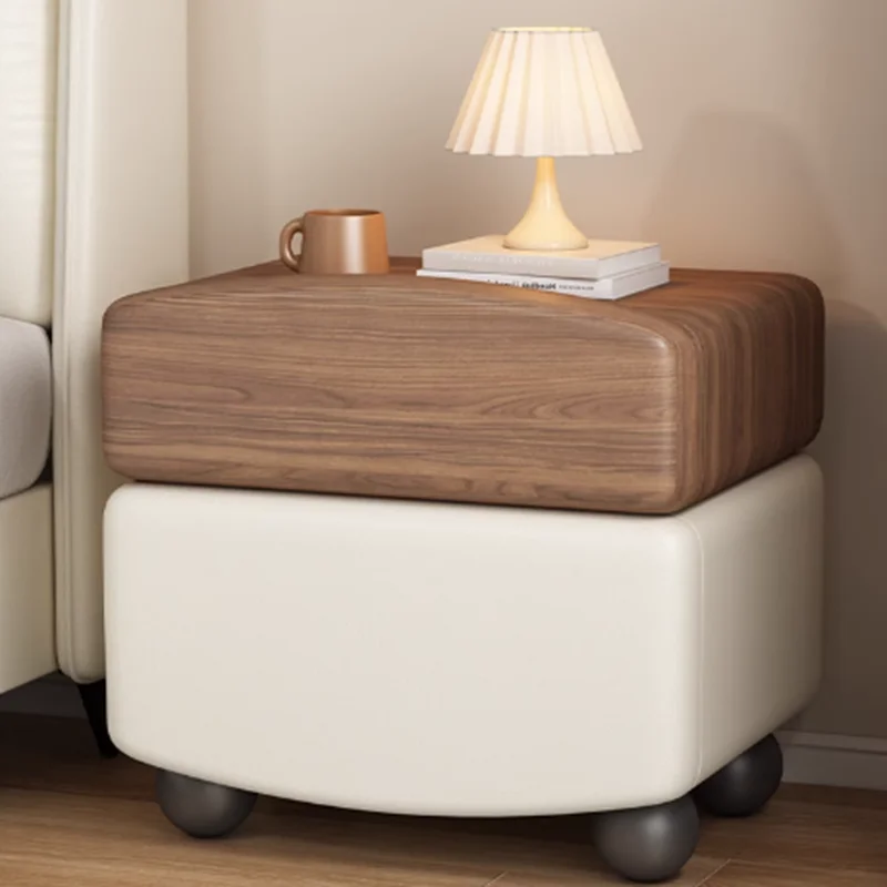 Solid Wood Nightstand 2 Drawers - 대형 나무 나이트스탠드 유럽식 다크 브라운