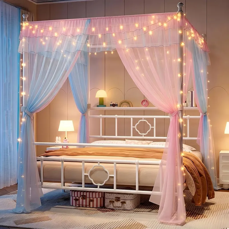 Canopy Bed Frame Metal Queen - 퀸 사이즈 침대 프레임, 수납 공간이