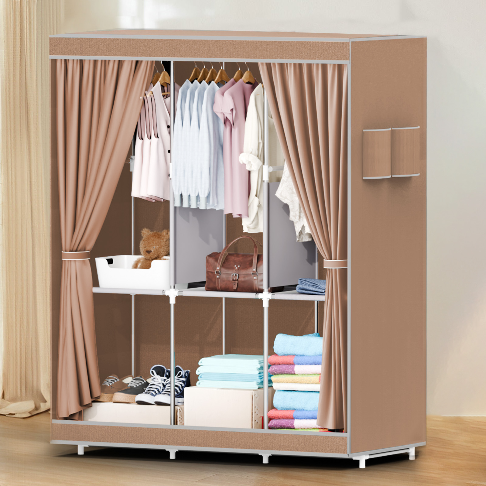 Wardrobe Closet Portable Fabric Cover - 51인치 휴대용 옷장 16mm 두께 파이프