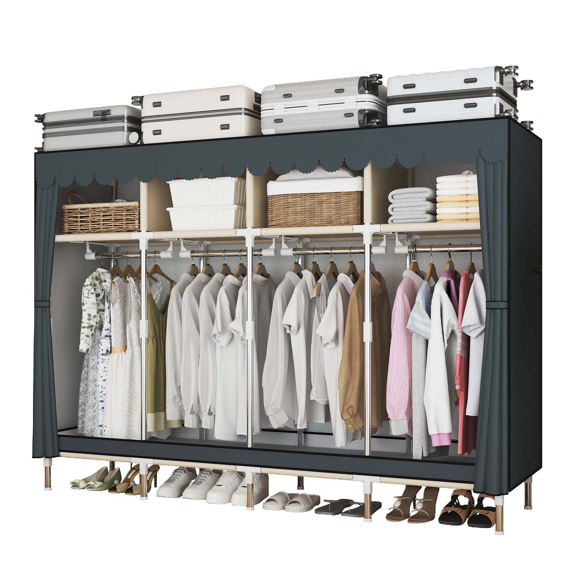 Wardrobe Closet Portable Fabric Cover - 79인치 폭의 워크인 옷장(서랍 포함), 먼지