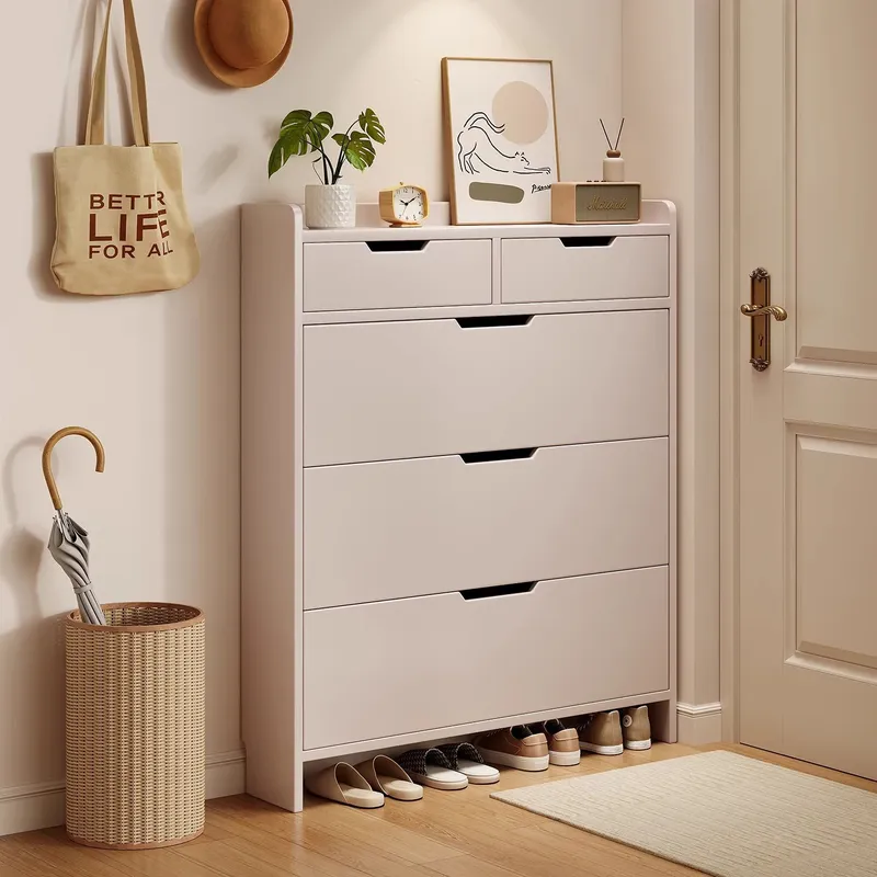 Shoe Rack Cabinet Narrow Entryway - 원목 코어 신발장 17cm 깊이 좁은