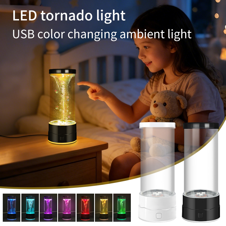 Floating Nightstand With Led Light - 크리 에이 티브 LED 토네이도 나이트