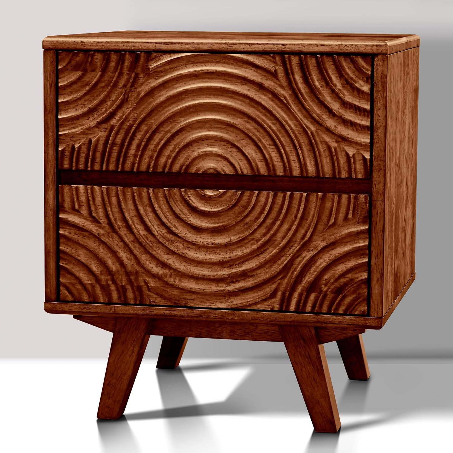 Solid Wood Nightstand 2 Drawers - 아카시아 원목 2단 서랍 협탁, 월넛
