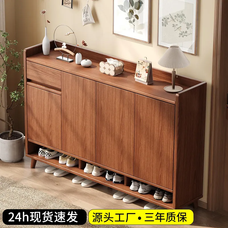 Shoe Rack Cabinet Narrow Entryway - 원목 신발장 좁은 복도 수납장 대용량