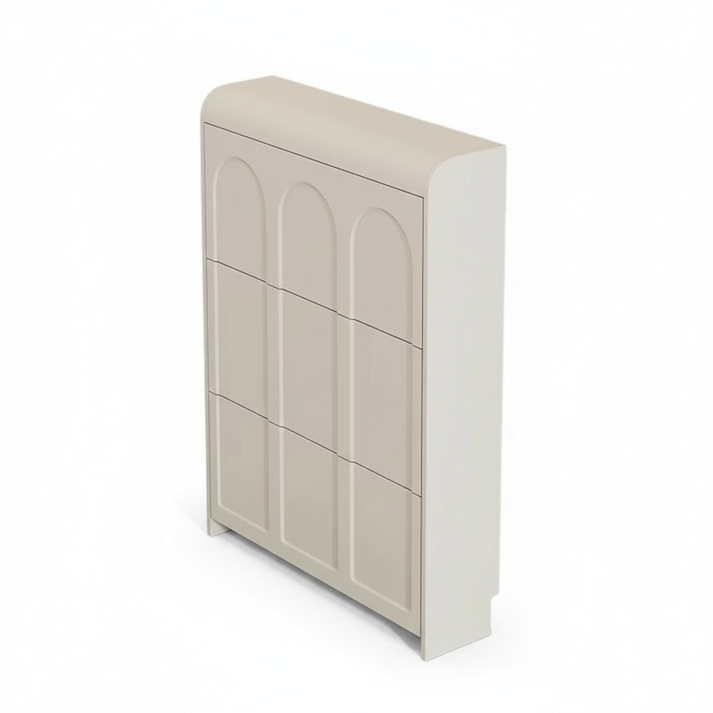 Shoe Rack Cabinet Narrow Entryway - 신발장, 모던 크림색 목재 초슬림 좁은