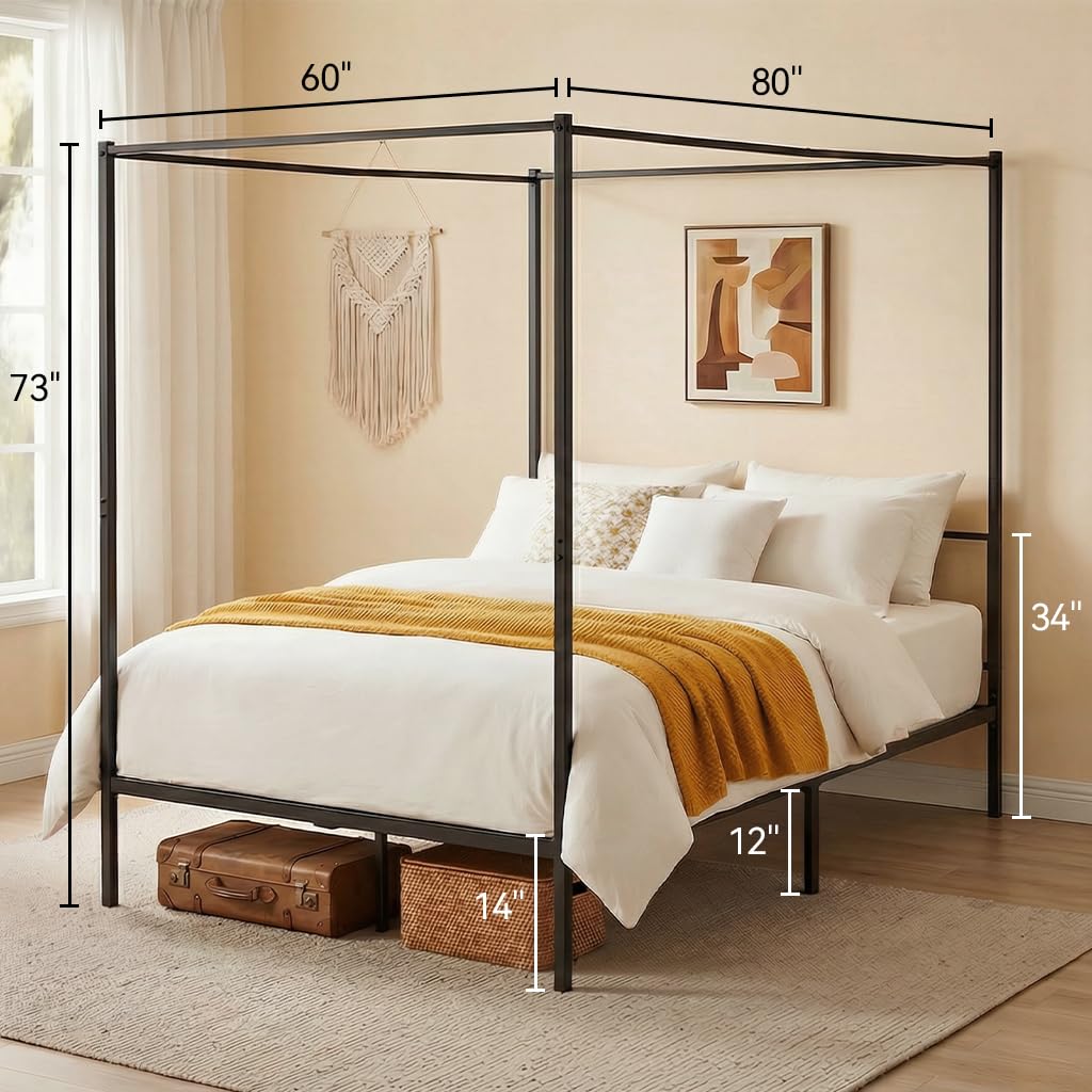 이동식 충전 스테이션이 있는 퀸 사이즈 메탈 캐노피 침 - Canopy Bed Frame Metal Queen 리뷰 및 가격