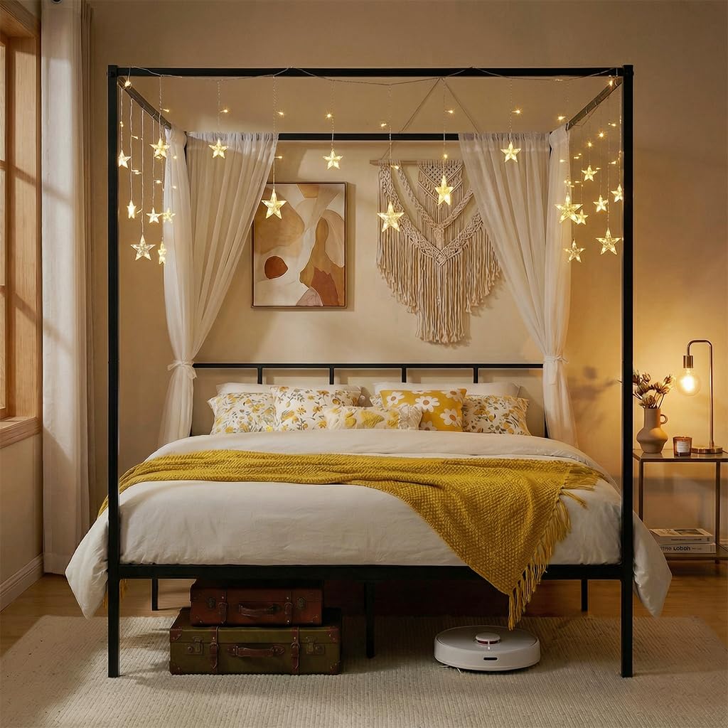 이동식 충전 스테이션이 있는 퀸 사이즈 메탈 캐노피 침 - Canopy Bed Frame Metal Queen 리뷰 및 가격