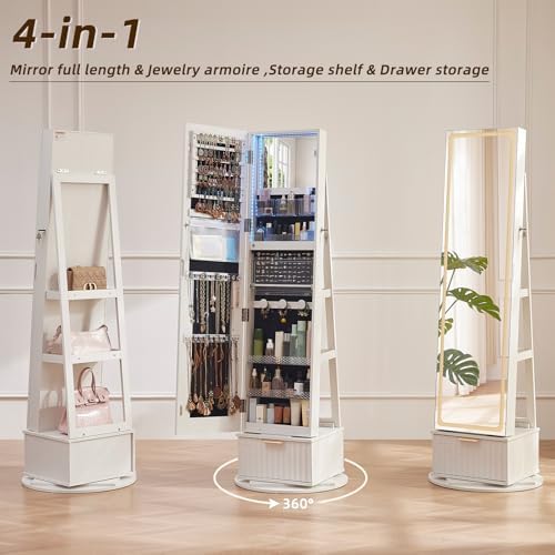 플루티드 360 °   회전식 보석함 캐비닛, 전신 거 - Full Length Mirror Jewelry Armoire 리뷰 및 가격