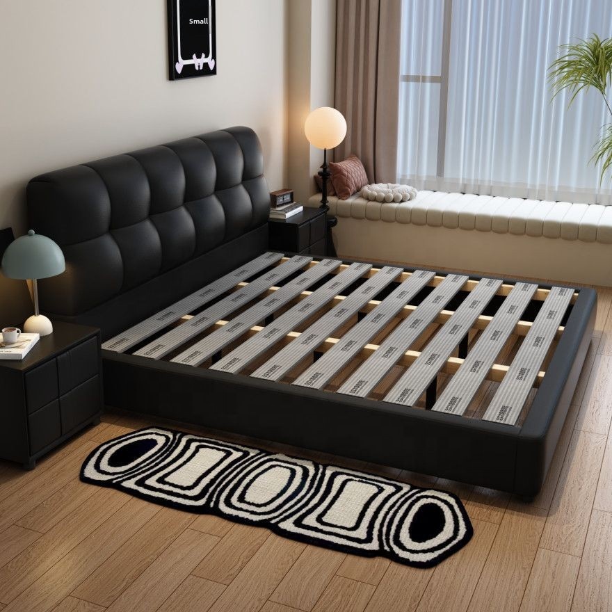 # 블랙 터프티드 가죽 수납 침대 프레임, 서랍 포함, - King Size Bed Frame With Storage Drawers 리뷰 및 가격