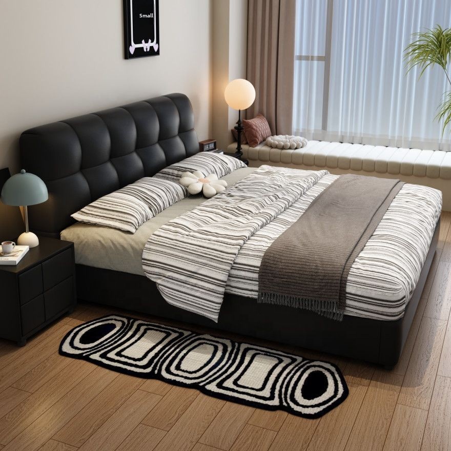 # 블랙 터프티드 가죽 수납 침대 프레임, 서랍 포함, - King Size Bed Frame With Storage Drawers 리뷰 및 가격