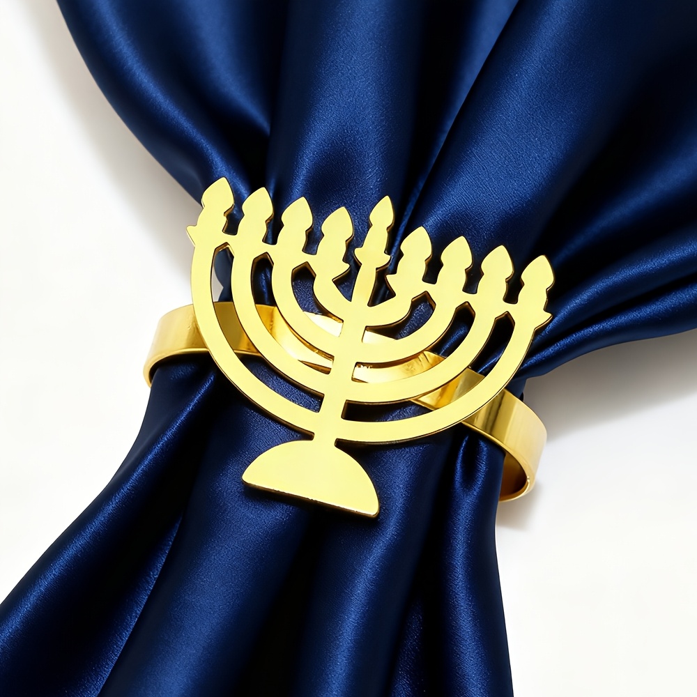 6Pcs Hanukkah Menorah 냅킨 링 골드  - Tables 리뷰 및 가격
