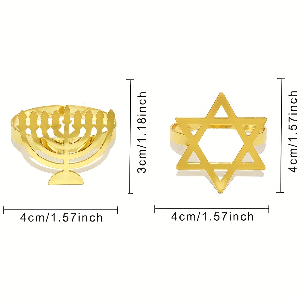 6Pcs Hanukkah Menorah 냅킨 링 골드  - Tables 리뷰 및 가격