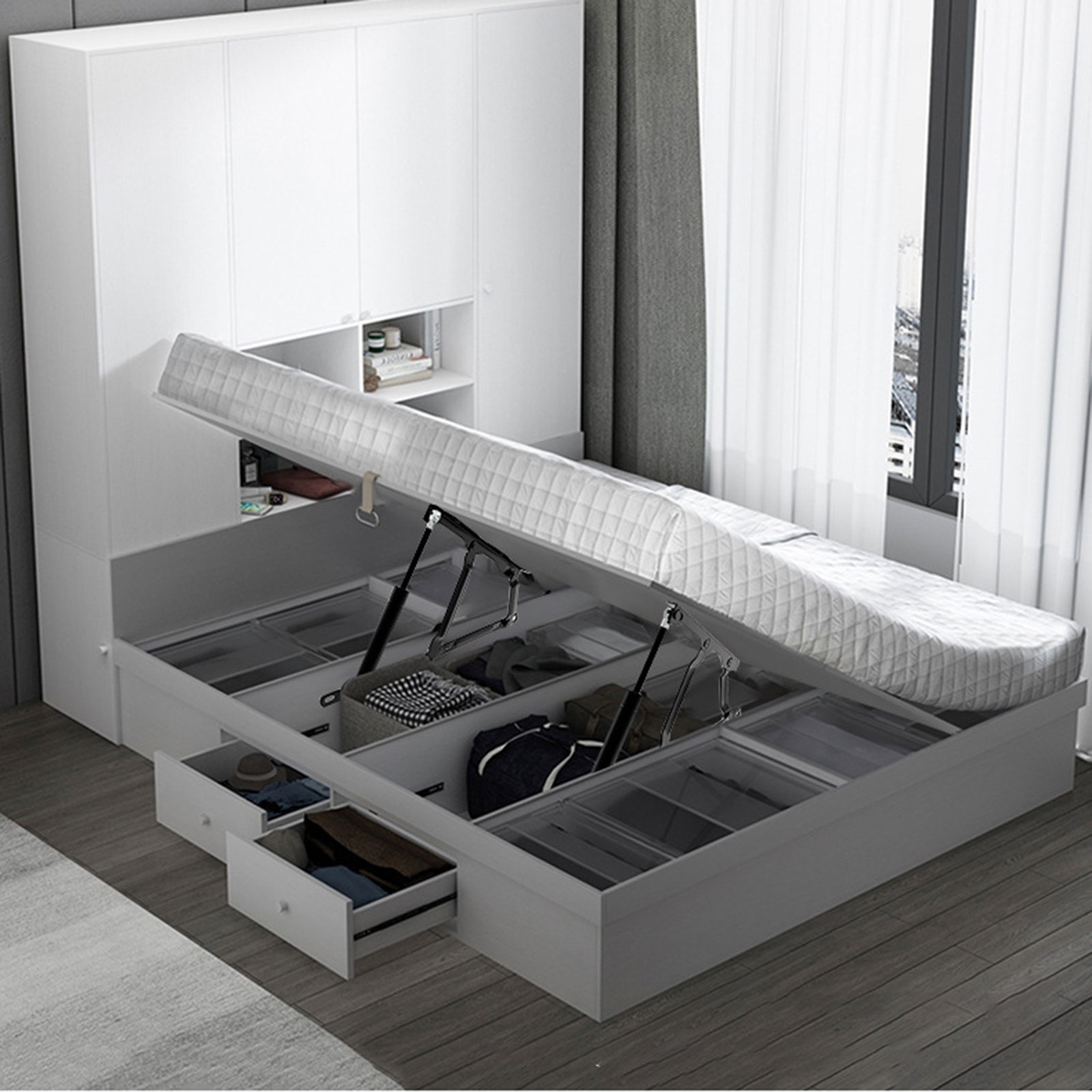 2개 침대 리프트 메커니즘 유압 가스 스프링 침대 수납 - Gas Lift Storage Bed Hydraulic 리뷰 및 가격