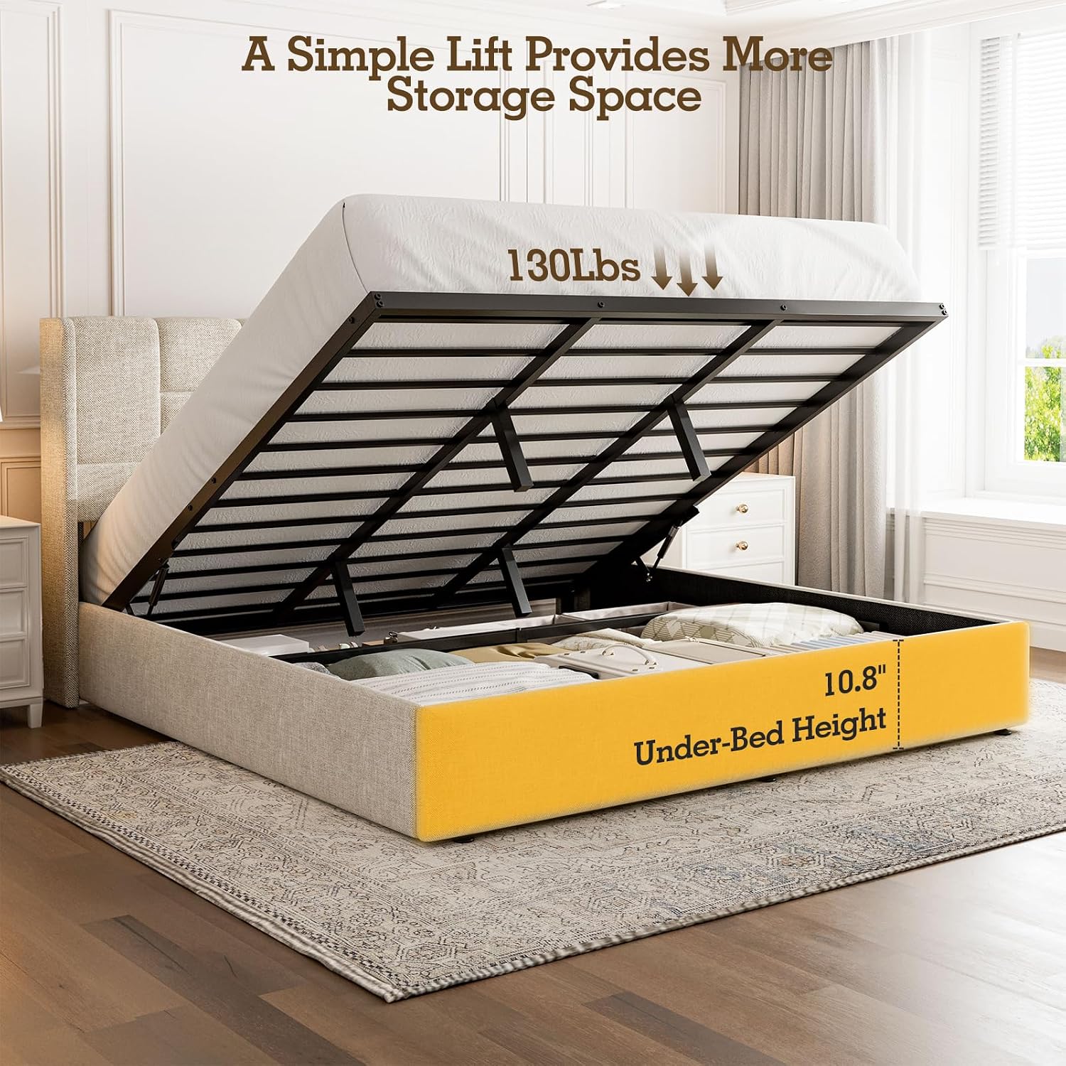 킹 사이즈 침대 프레임, 유압식 가스 리프트업 수납형, - Gas Lift Storage Bed Hydraulic 리뷰 및 가격