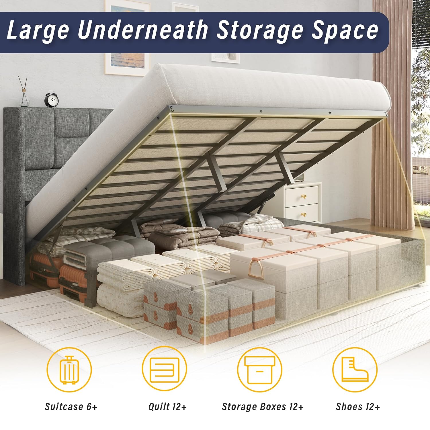 킹 사이즈 침대 프레임, 유압식 가스 리프트 수납형,  - Gas Lift Storage Bed Hydraulic 리뷰 및 가격