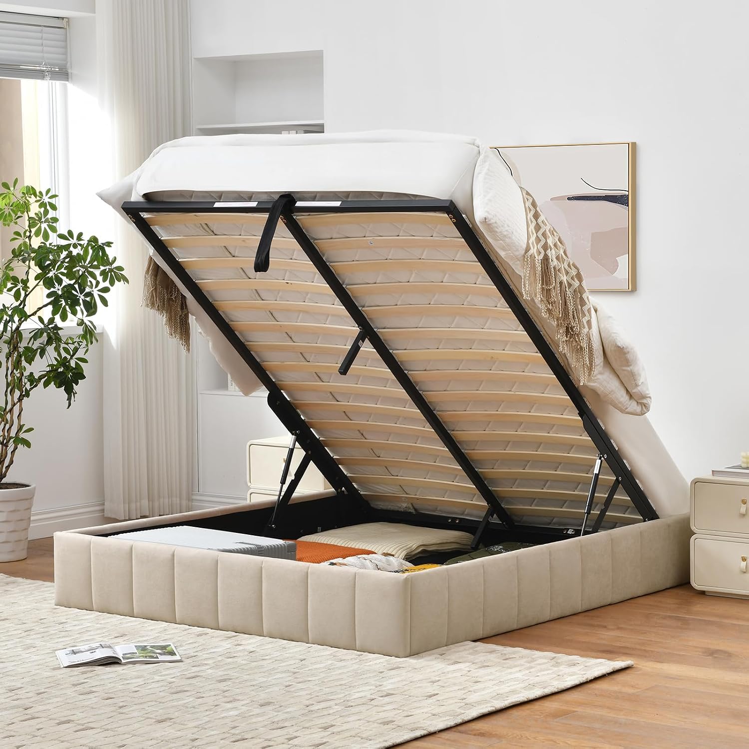 풀 사이즈 리프트업 수납 침대 프레임, 가스 유압 메커 - Gas Lift Storage Bed Hydraulic 리뷰 및 가격