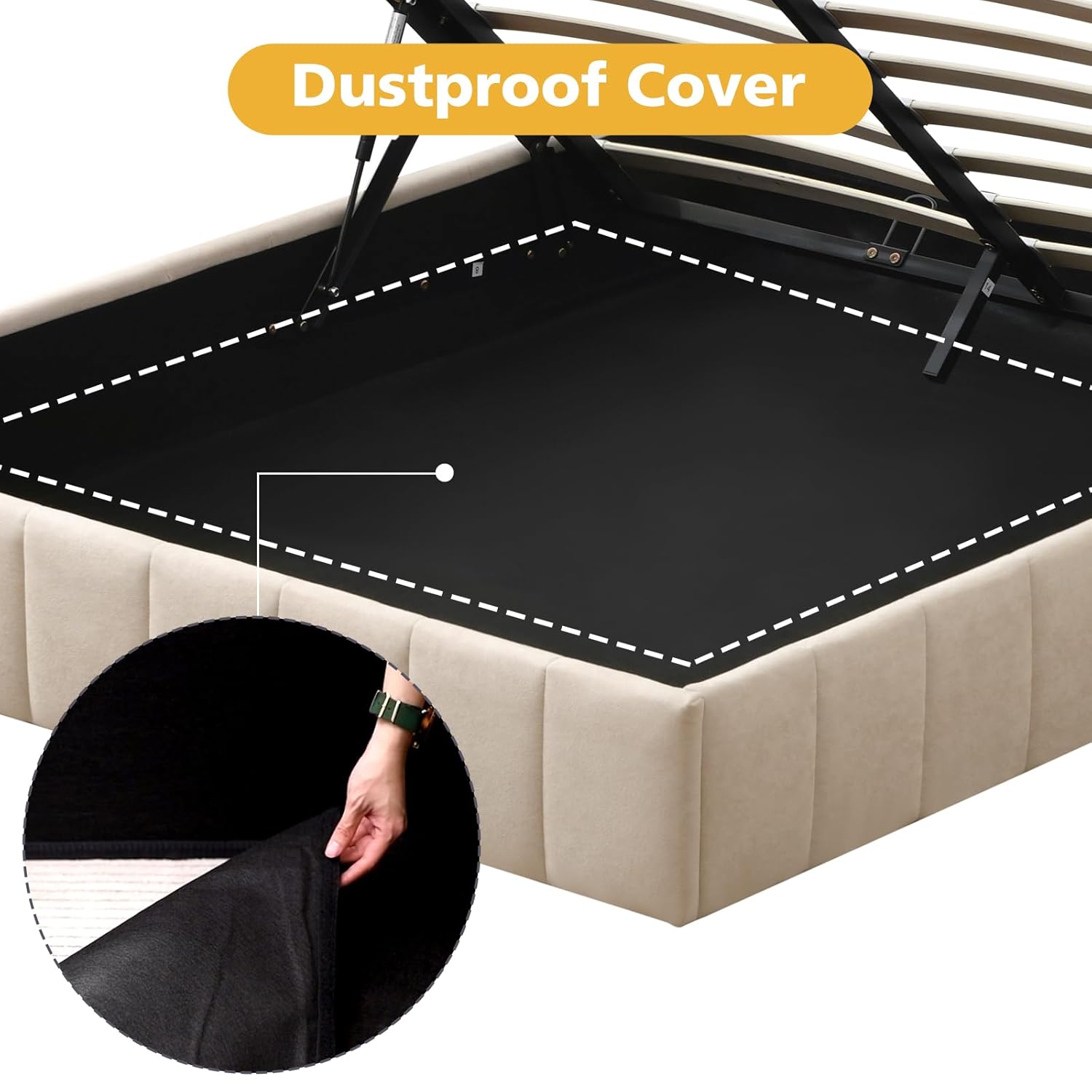 풀 사이즈 리프트업 수납 침대 프레임, 가스 유압 메커 - Gas Lift Storage Bed Hydraulic 리뷰 및 가격