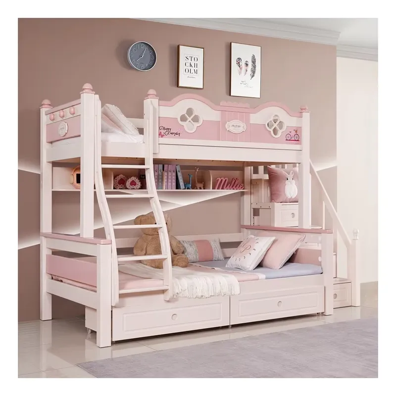 현대적인 고급 공주풍 어린이 이층 침대, 슬라이드와 계 - Bunk Bed With Stairs And Slide 리뷰 및 가격