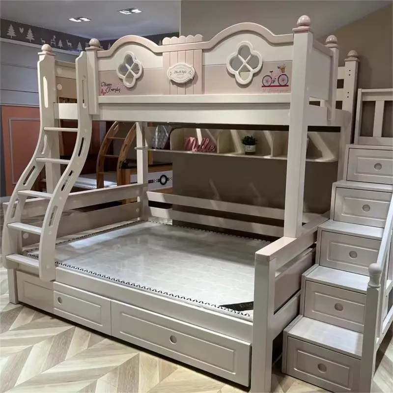 현대적인 고급 공주풍 어린이 이층 침대, 슬라이드와 계 - Bunk Bed With Stairs And Slide 리뷰 및 가격