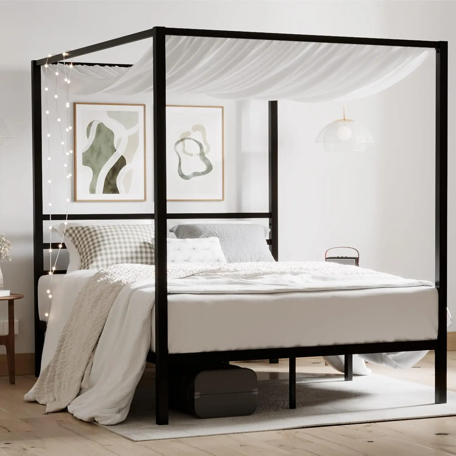 퀸 사이즈 금속 캐노피 침대 프레임, 고강도 지지대,  - Canopy Bed Frame Metal Queen 리뷰 및 가격