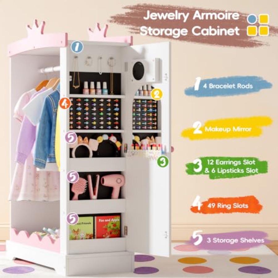 조명이 들어오는 전신 거울과 보석함이 함께 있는 옷장, - Full Length Mirror Jewelry Armoire 리뷰 및 가격