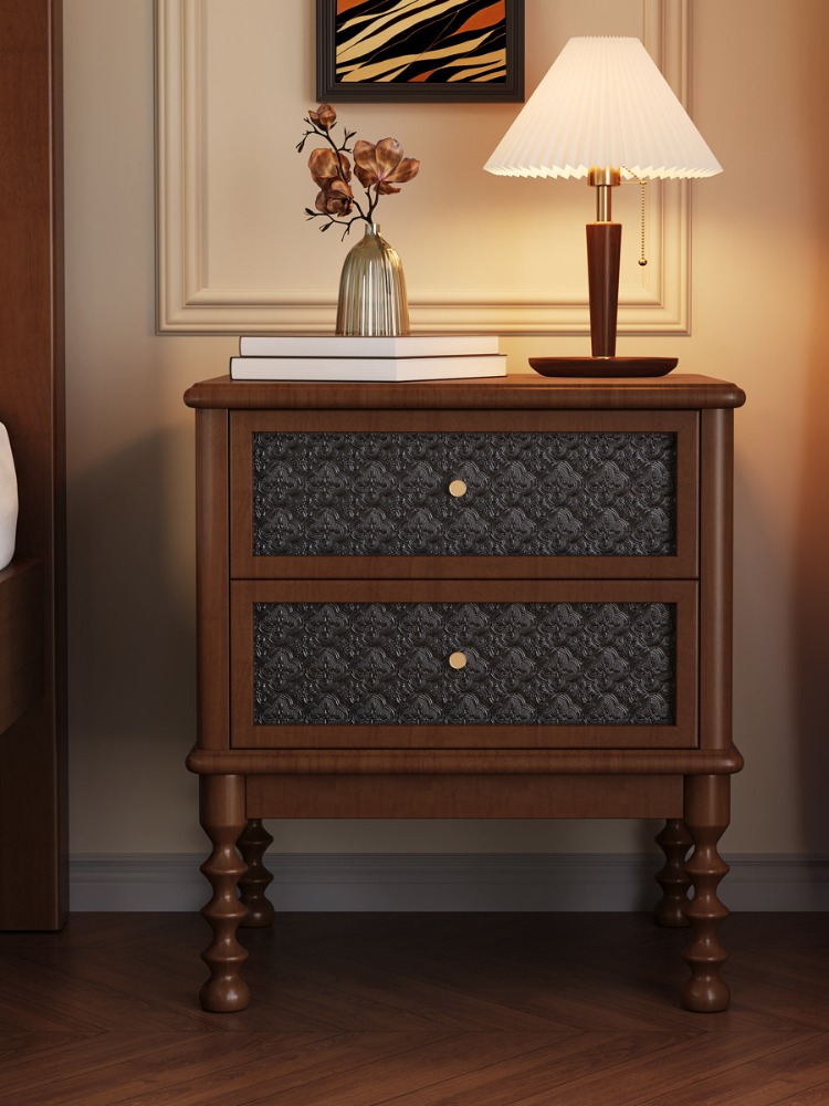 빈티지 나이트 스탠드 인쇄 유리 단단한 나무 가구 홈  - Solid Wood Nightstand 2 Drawers 리뷰 및 가격