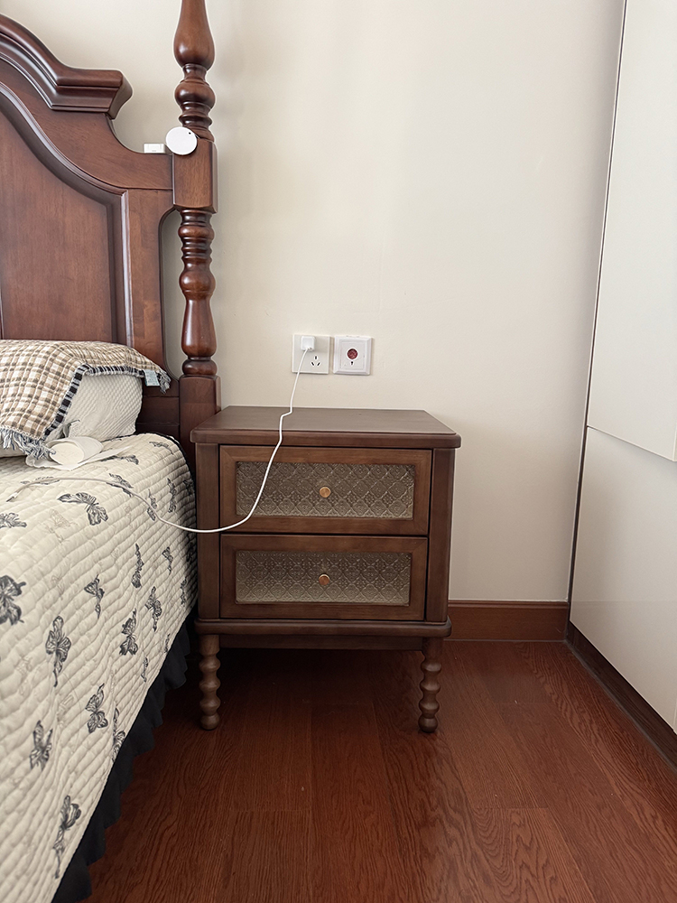 빈티지 나이트 스탠드 인쇄 유리 단단한 나무 가구 홈  - Solid Wood Nightstand 2 Drawers 리뷰 및 가격