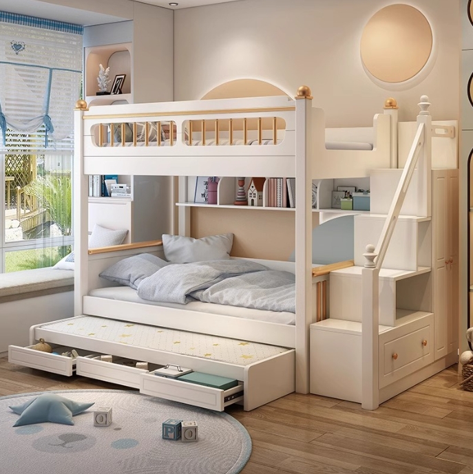 어린이 침실 가구 원목 남자아이 이층 침대 슬라이드와  - Bunk Bed With Stairs And Slide 리뷰 및 가격