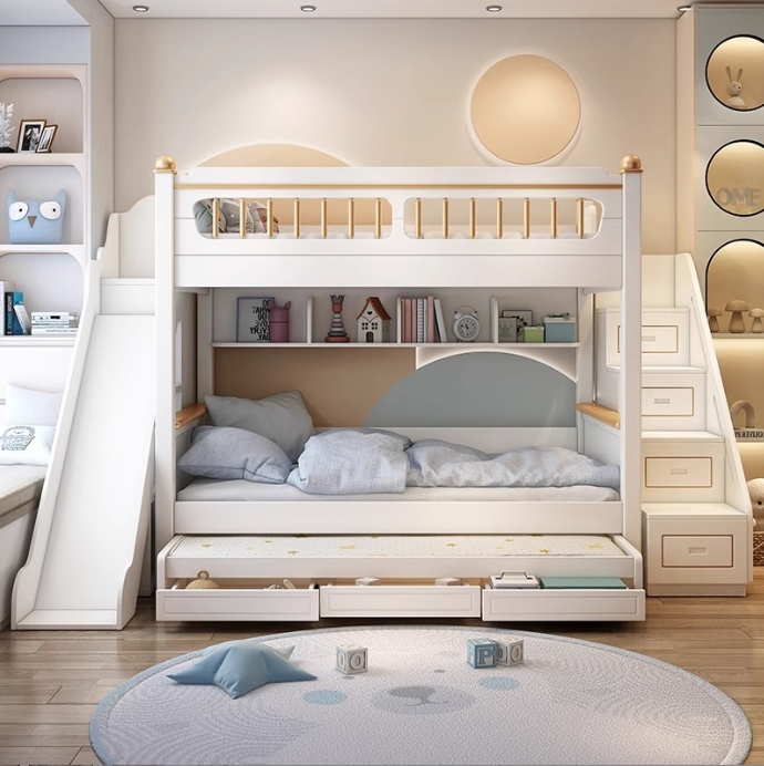 어린이 침실 가구 원목 남자아이 이층 침대 슬라이드와  - Bunk Bed With Stairs And Slide 리뷰 및 가격