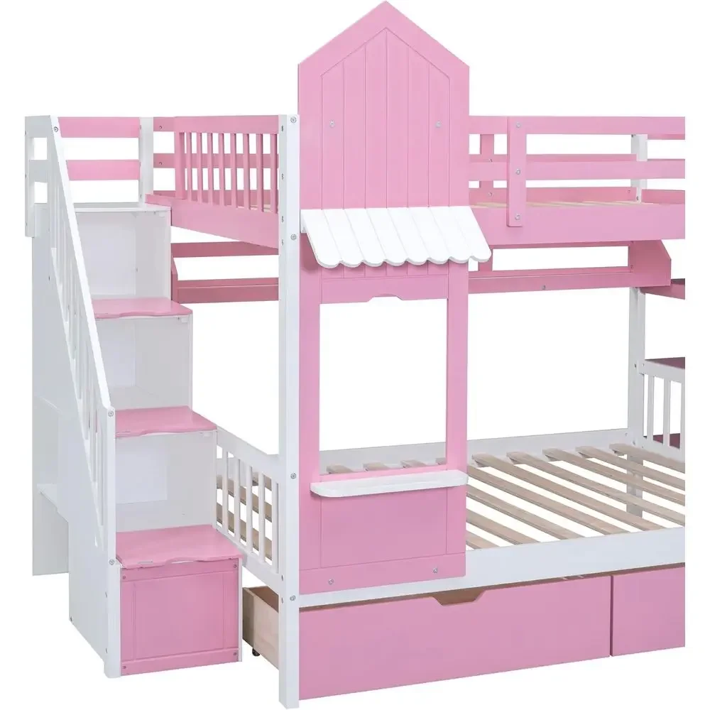 계단, 슬라이드, 수납 서랍이 있는 어린이 이층 침대, - Bunk Bed With Stairs And Slide 리뷰 및 가격