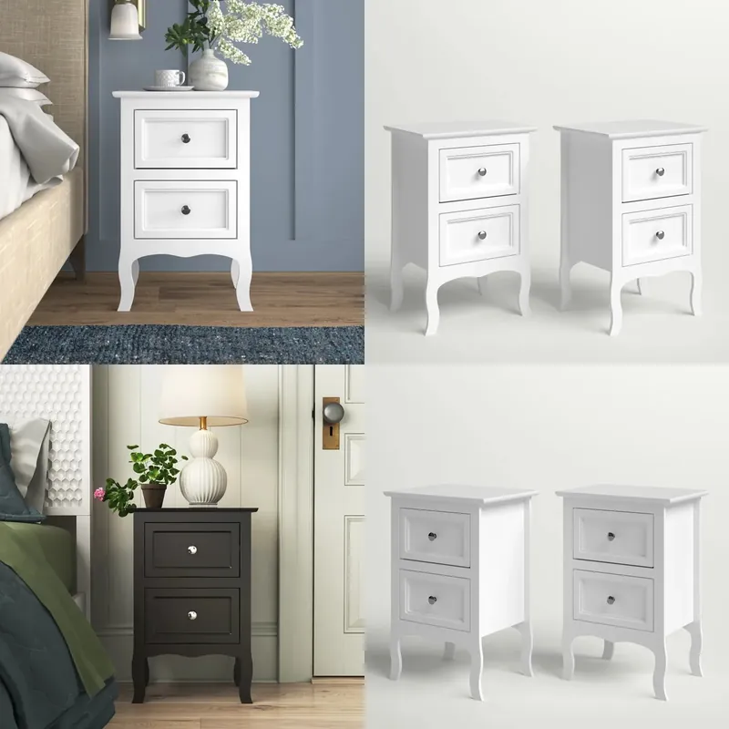 레트로 스타일 원목 2단 서랍 침실 협탁, 맞춤 제작  - Solid Wood Nightstand 2 Drawers 리뷰 및 가격