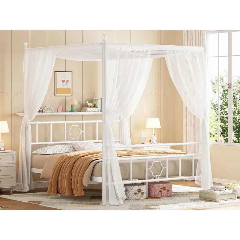 퀸 사이즈 침대 프레임, 수납 공간이 있는 헤드보드,  - Canopy Bed Frame Metal Queen 리뷰 및 가격
