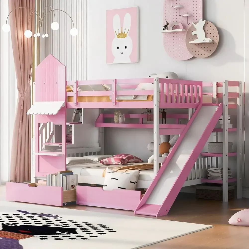 계단, 미끄럼틀, 수납 서랍이 있는 어린이용 2층 침대 - Bunk Bed With Stairs And Slide 리뷰 및 가격