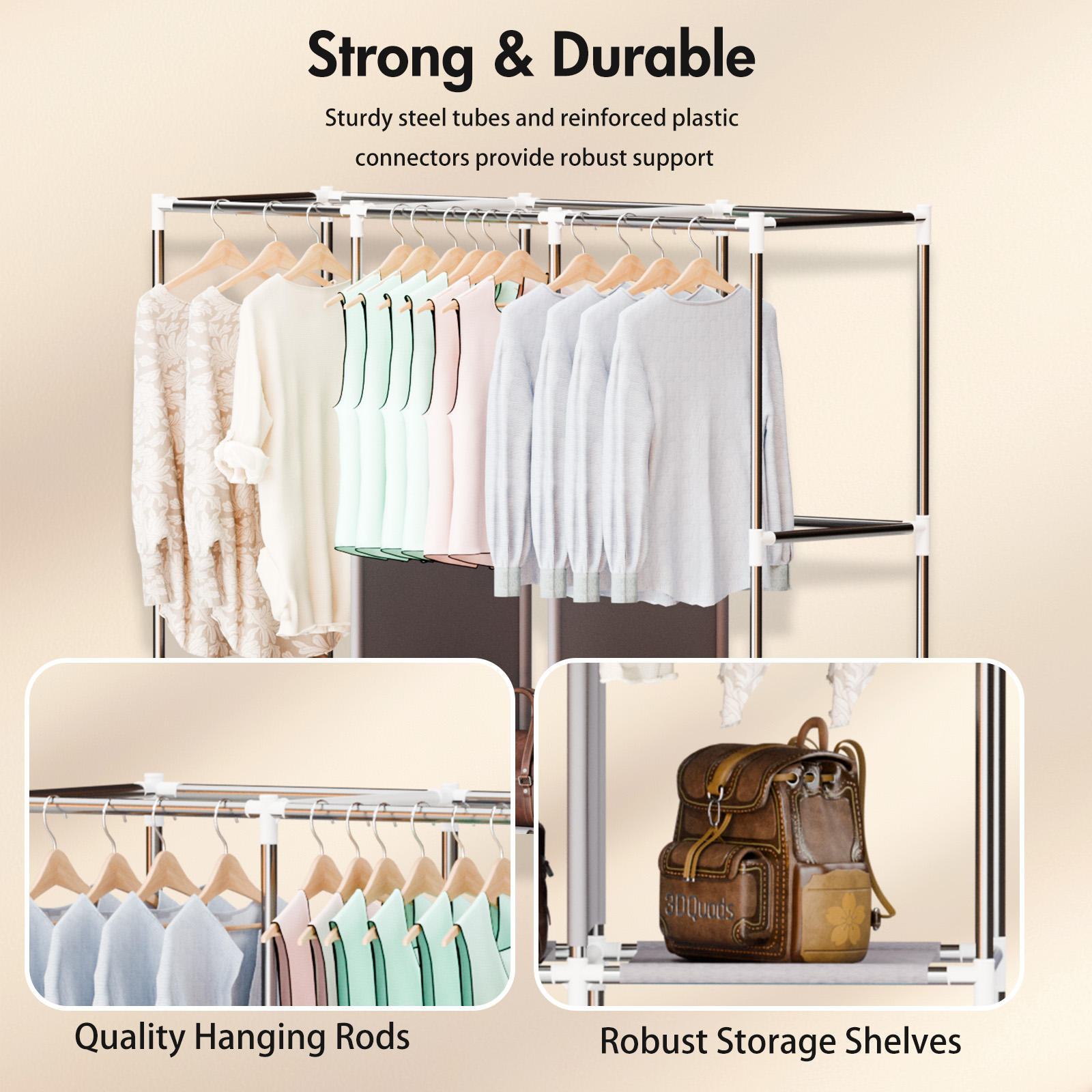 51인치 휴대용 옷장 16mm 두께 파이프 의류 보관  - Wardrobe Closet Portable Fabric Cover 리뷰 및 가격
