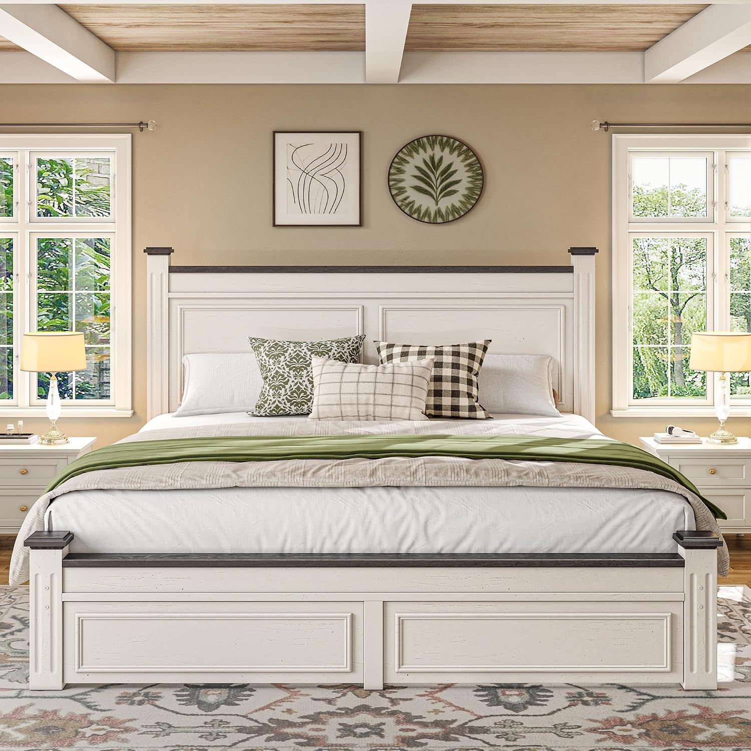킹사이즈 침대 프레임 51인치 높이 헤드보드 및 2개의 - King Size Bed Frame With Storage Drawers 리뷰 및 가격