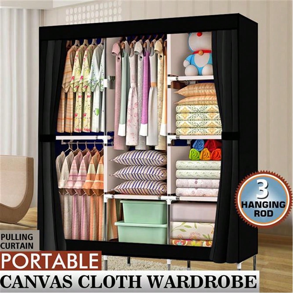 71인치 휴대용 옷장, 모던 블랙 패브릭 의류 보관 정 - Wardrobe Closet Portable Fabric Cover 리뷰 및 가격