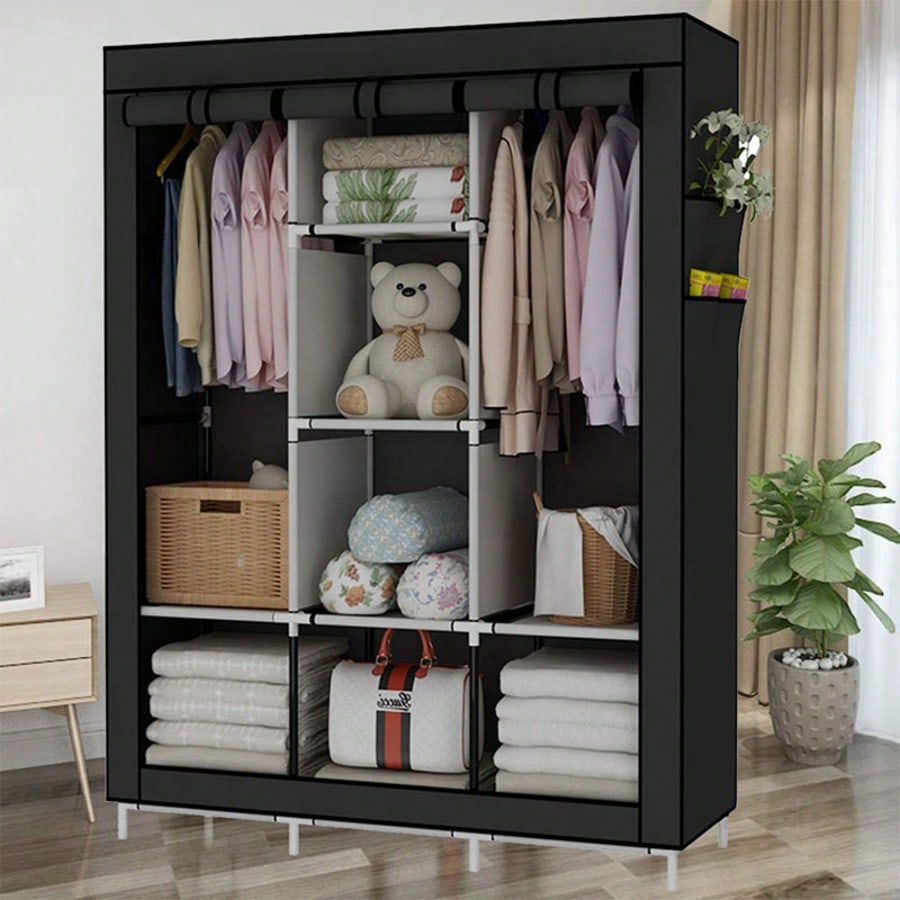 71인치 휴대용 옷장, 모던 블랙 패브릭 의류 보관 정 - Wardrobe Closet Portable Fabric Cover 리뷰 및 가격