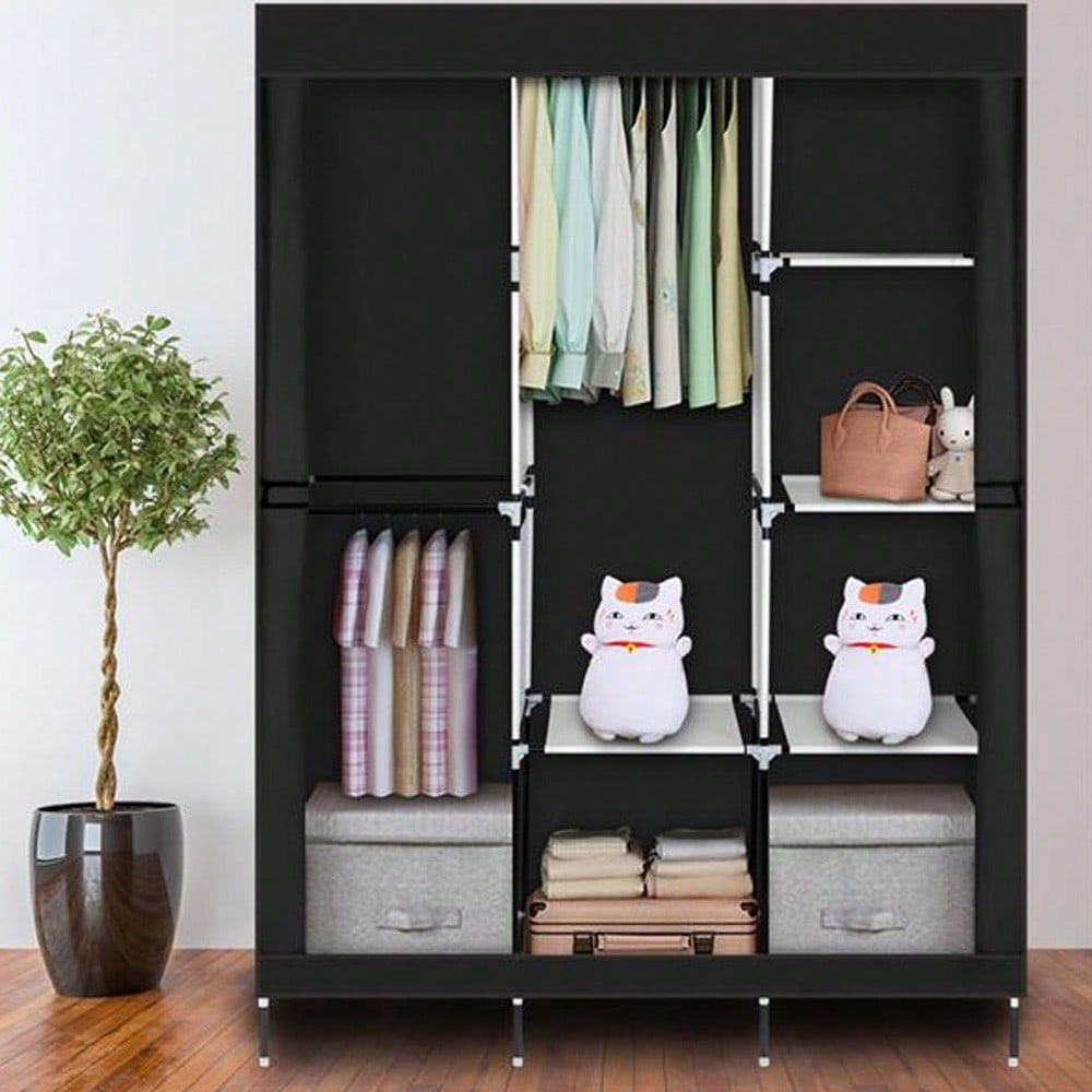 71인치 휴대용 옷장, 모던 블랙 패브릭 의류 보관 정 - Wardrobe Closet Portable Fabric Cover 리뷰 및 가격