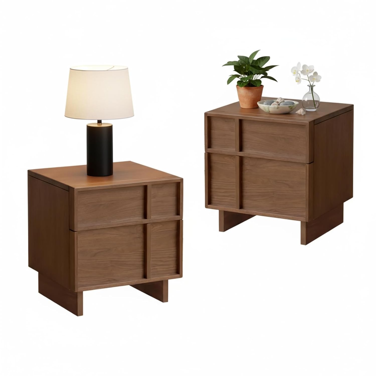 원목 2단 서랍 협탁 세트(2개), 미드 센추리 월넛  - Solid Wood Nightstand 2 Drawers 리뷰 및 가격