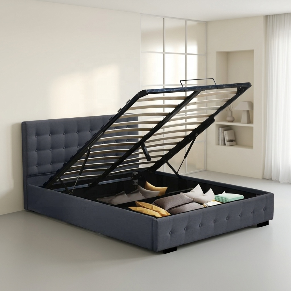 모던 퀸 킹 사이즈 벨벳 패브릭 연회색 덮개형 플라스틱 - Gas Lift Storage Bed Hydraulic 리뷰 및 가격