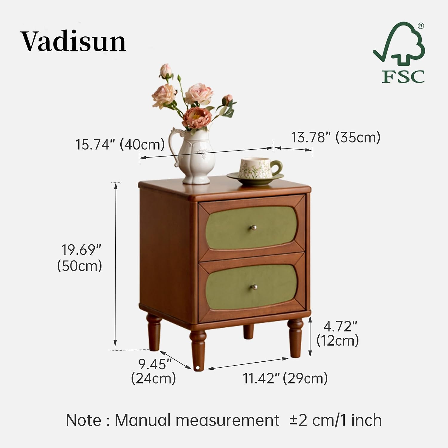 단단한 나무 소재의 벨벳 서랍 2개가 있는 나이트스탠드 - Solid Wood Nightstand 2 Drawers 리뷰 및 가격