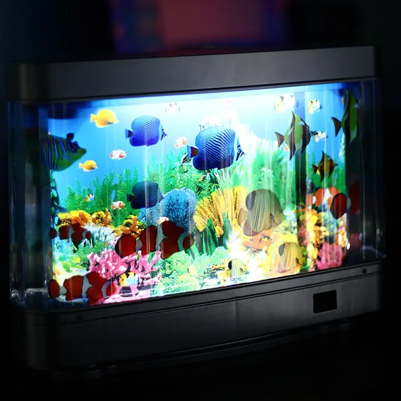 인공 수족관 장식 열대어 탱크 램프, 가상 바다 모션  - Floating Nightstand With Led Light 리뷰 및 가격