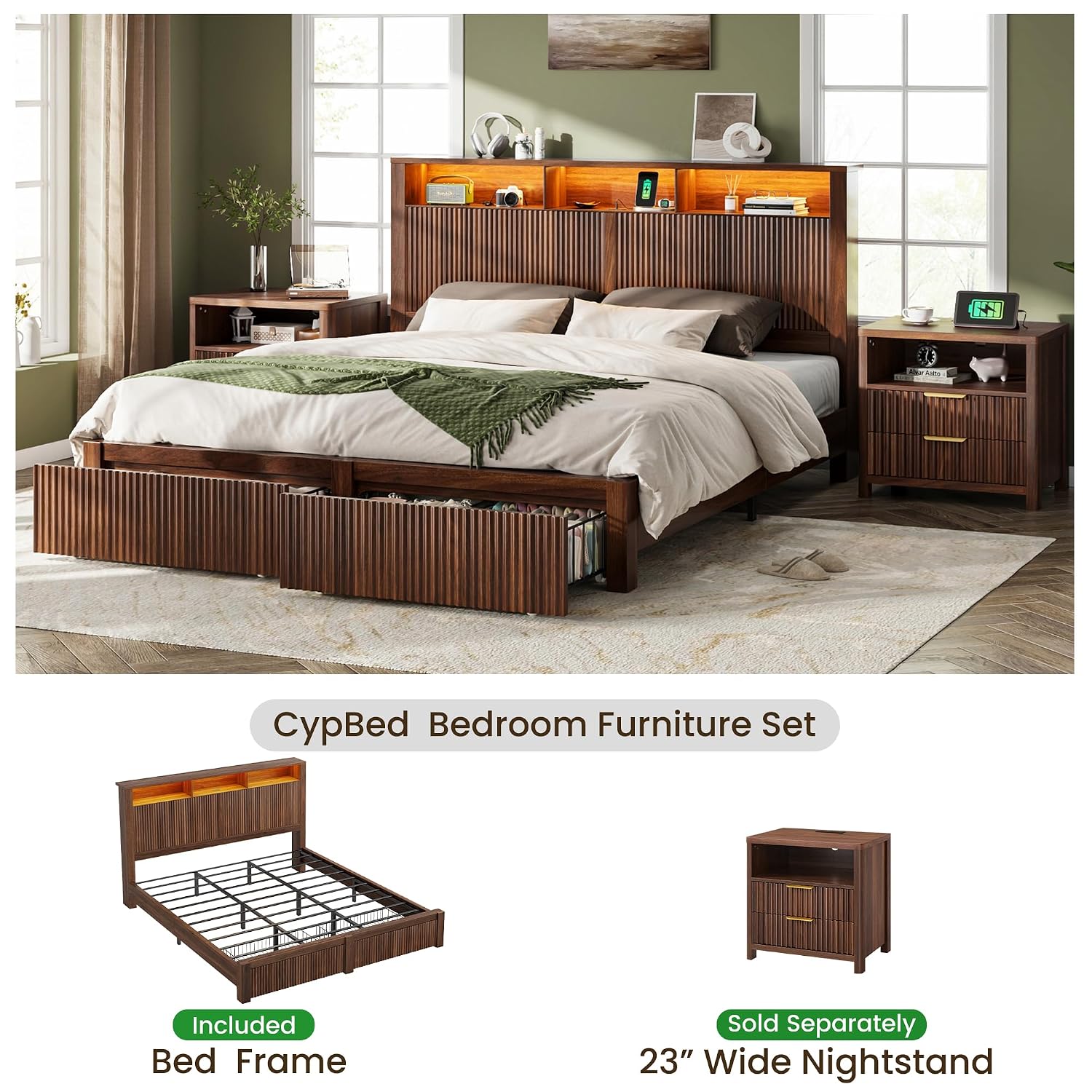 킹사이즈 침대 프레임 및 헤드보드 & 수납 서랍 2개, - King Size Bed Frame With Storage Drawers 리뷰 및 가격