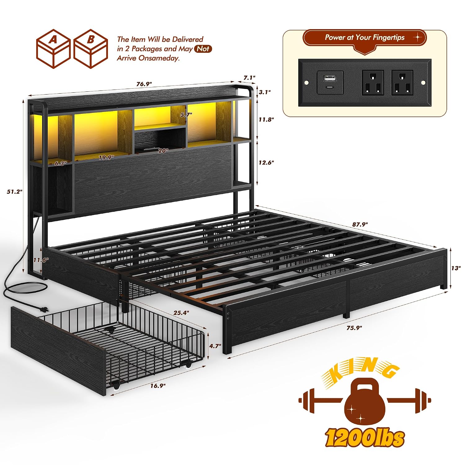 킹사이즈 침대 프레임 수납형 헤드보드, 대형 서랍 4개 - King Size Bed Frame With Storage Drawers 리뷰 및 가격