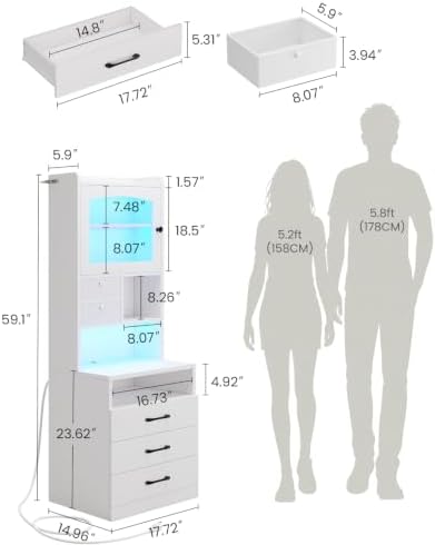 59인치 높이의 나이트스탠드 2개 세트(충전 스테이션  - Solid Wood Nightstand 2 Drawers 리뷰 및 가격