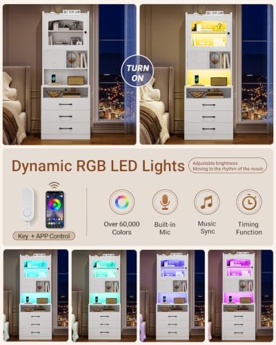 59인치 높이의 나이트스탠드 2개 세트(충전 스테이션  - Solid Wood Nightstand 2 Drawers 리뷰 및 가격